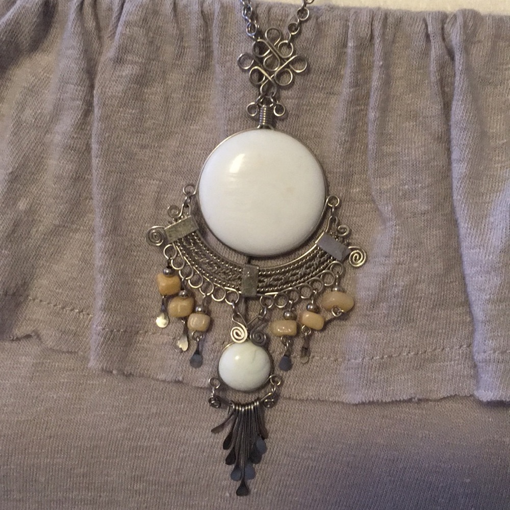 Handcrafted Stone Statement Necklace - image 3